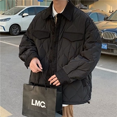 秋冬季新款ins菱形格立领棉衣男百搭棉服宽松工装外套W6037-P64，男装棉衣，星座512-2