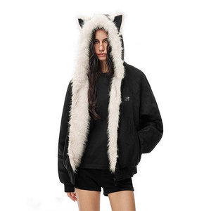 美式座山雕猫耳朵毛领连帽棉服冬夹克棉衣外套 XZ514-2-MY35-P100图片