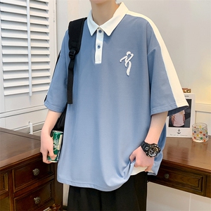 2024夏装新品运动休闲短袖T恤拼接牙刷绣半袖男女 626-P35控价58图片