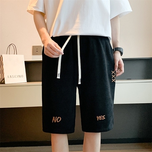 重工刺绣短裤男2024美式重磅300克竖条纹五分裤女-2410-P22-控48图片