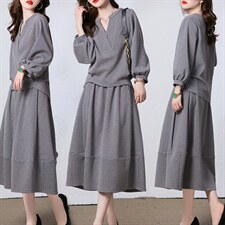 现货套装裙2024年秋季新款女装时尚休闲两件套，女装套装/套裙，关键词