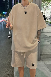 套装！ 华夫格套装短袖T恤短裤男 TZ196-特P 38图片