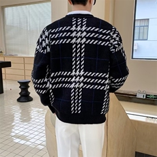 盐系春秋韩简约高品质设计感格子针织毛衣MB20P58，男装针织衫/毛衣，星座1116-2