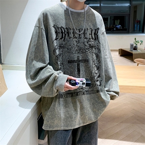 抖音供货、秋季现货水洗棉宽松版重磅长袖T恤 D223A-ST231-特P38图片