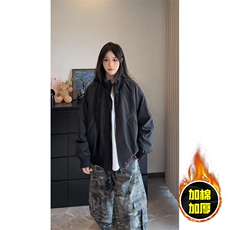 现货冬季美拉德立领飞行夹克廓形高街棒球服加棉加厚棉衣外套，男装夹克，电商A486-1