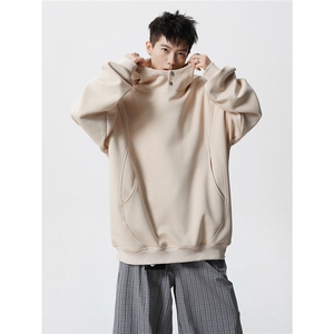 8XL-M美式重磅连帽卫衣大码结构设计拼接上衣秋季外套WY9106特P50图片