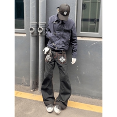 26春装高品质工艺老钱风翻领夹克外套男女潮牌金属扣工装宽松上衣，男装夹克，电商A486