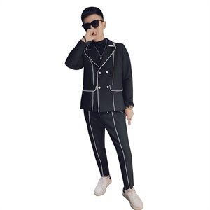 社会风小伙商务休闲修身韩版西装西裤西服两件套装D803-P165控205图片