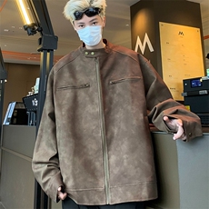 秋款复古做旧机车皮衣外套男士高街潮流立领情侣pu皮夹克Y173-P72，男装夹克，星座1109-3