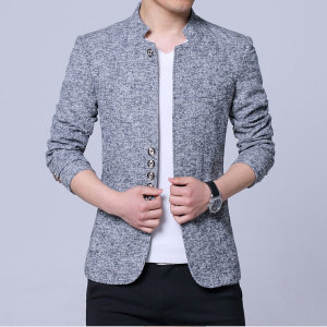 西装男春季新款商务休闲小西服青年中山装高端立领男装XZ01-P65图片