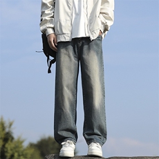 美式潮流高街复古宽松水洗牛仔裤KN01P50，男装牛仔裤，电商D325