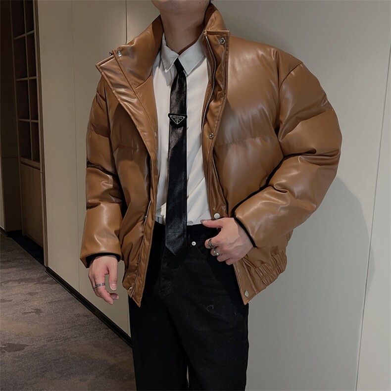 冬季网红高级皮棉衣男立领痞帅休闲宽松皮棉袄加厚M118-P155控185,男装棉衣,电商B267