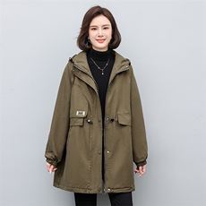 2025年冬季时尚潮流中长款休闲加绒加厚派克服，女装棉衣/棉服，天丽