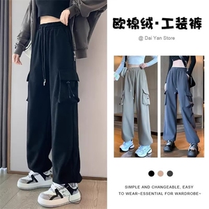 美式工装裤女春秋季新款小个子束脚运动卫裤宽松显瘦休闲登山裤子图片