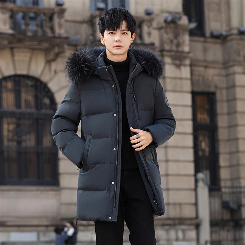 冬季鹅绒羽绒服中长款加厚真毛领零下防寒外套潮H817-P320538，男装羽绒服，星座1210B