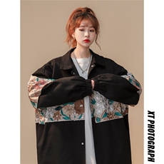 12026春季中性休闲宽松潮拼接翻领大码M-5XL夹克男7568P85控118，男装夹克，星座226-2