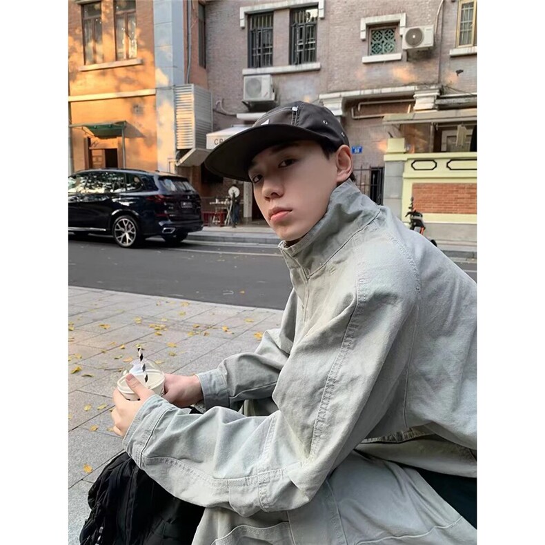现货得物二开复古工装宽松立领水洗cleanfit夹克美式JK1252-P98,男装夹克,星座1103-3