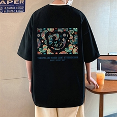 T699大码宽松纯棉运动圆领体恤衫oversize短袖T恤男重磅T，男装T恤，星座304A-1
