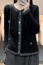 秋冬新款女圆领外搭纯色韩版毛衣外套显瘦羊毛开衫，女装羊毛衫，恩泰羊绒