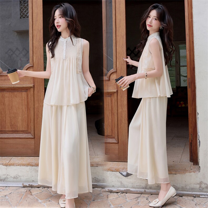 超仙时尚阔腿裤套装女2025夏季新款洋气减龄显瘦绝美巨好看三件套，女装套装/套裙，水衣源