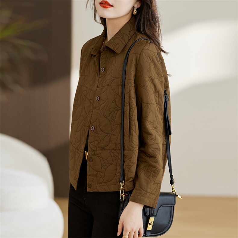 短款外套2024春季时尚气质翻领外套时尚简约女装格子短外套女人味，女装短外套，素月