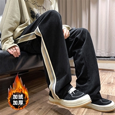 K3195-P48加绒55秋冬加厚美式潮牌灯芯绒织带垂坠感拖地休闲男裤，男装卫衣，电商A009A（原A058A）