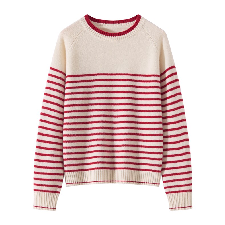 2026年秋季时尚百搭通勤简约休闲条纹加厚羊毛衫，女装羊毛衫，伊绒腾羊绒