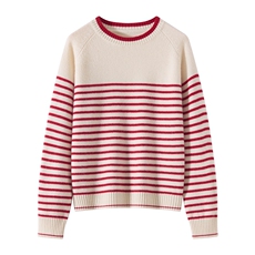 2026年秋季时尚百搭通勤简约休闲条纹加厚羊毛衫，女装羊毛衫，伊绒腾羊绒