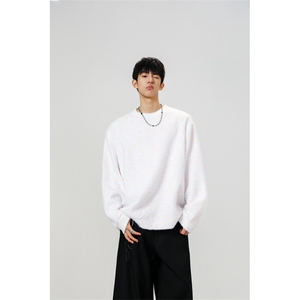 WY10156-特批40控78新款圆领简约套头宽松大码卫衣糯米衣服男