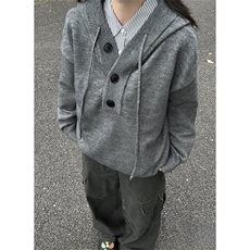 抖音得物保暖立领拉链针织外套秋冬宽松慵懒风纯色毛衣上衣AM047，男装针织衫/毛衣，电商A443