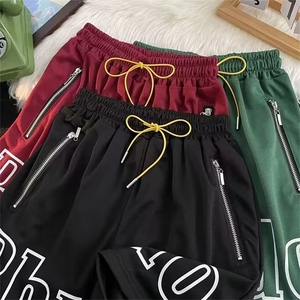 高街ins设计感口袋拉链五分裤男潮字母印花篮球运动短裤K4312-P26图片