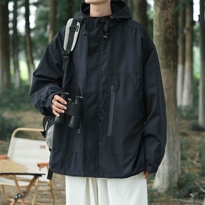 工装连帽冲锋衣外套男春秋季新款户外美式山系登山服夹克 W181图片