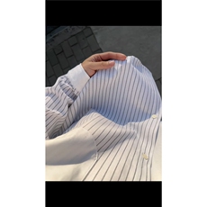 春秋新款韩系拼接条纹衬衫男宽松休闲长袖衬衫打底潮流衬衫特P45，男装T恤，电商B319