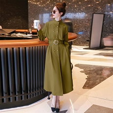 一线轻奢折扣原单尾单清仓2025年新款秋装女双排扣风衣连衣裙，女装连衣裙，尚娜萱