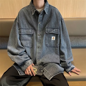 A960-P58 春秋季水洗牛仔外套男美式复古潮牌ins宽松工装夹克图片