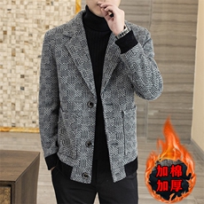 2024冬季新款男士加棉加厚短款西装领毛呢外套修身A39P155控238，男装毛呢大衣，电商B226