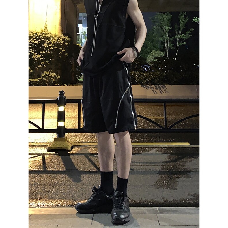 B221美式ins高街暗黑小众拉链休闲短裤五分裤LK23058-P55控78,男装休闲裤,电商B221