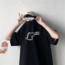 港风几物风小恐龙运动潮流短袖纯棉T恤宽松大码男装打底衫T51-P25,男装T恤,星座508（原C305）