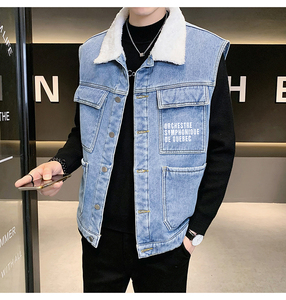 MJ231J-68-限价98 M-5XL 牛仔马夹大码加绒羊羔绒工装ins图片