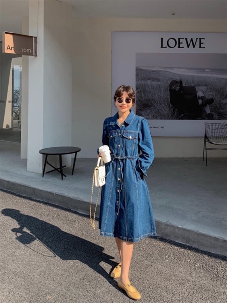 牛仔连衣裙，女装连衣裙，肆尔