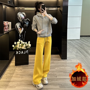 秋冬新款加绒加厚时尚休闲运动两件套女宽松显瘦卫衣长裤套装图片