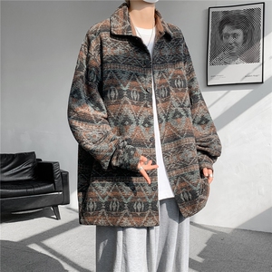 8XL-M复古大码民族风衬衫男款春季加厚粗呢藏式外套CS29001P68图片