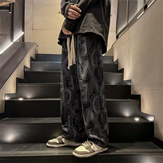 灯芯绒裤子男ins潮牌港风直筒阔腿宽松休闲Z92A加绒加厚P43常规32，男装休闲裤，星座1116-2