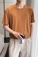 夏轻熟风高级垂感宽松T恤铜氨丝净色光板打底TX05/P35特控58，男装T恤，电商A243