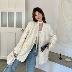 米白色高级感毛毛西装外套2C317A-8507-P140-K198，女装西装，2C317A