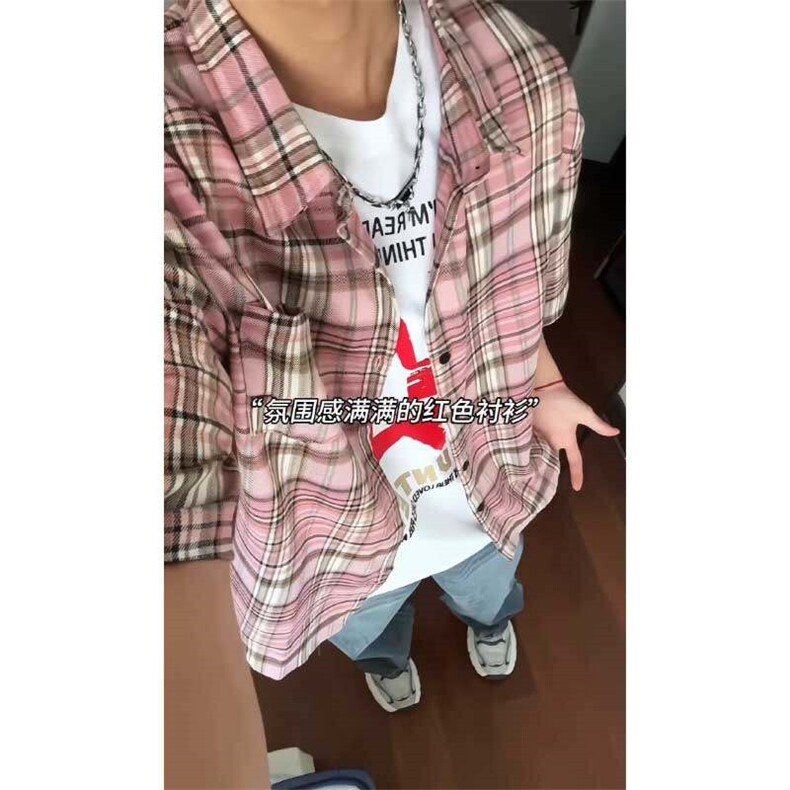 夏季数据短袖衬衣美式复古格子半袖衬衫小众上衣CS2510P40,男装T恤,电商A128