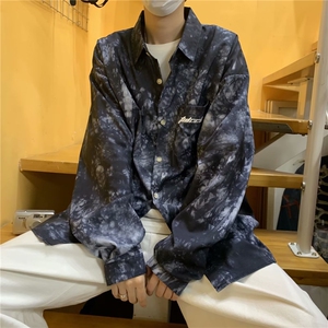 扎染衬衫男士长袖夏季薄款外套衬衣炸街网红痞帅衬衫CH01 P25图片