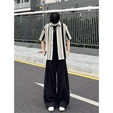复古条纹镂空网面短袖衬衫男女夏季海岛度假休闲ins衬衣CA6733，男装T恤，星座1116A（原606A-3）
