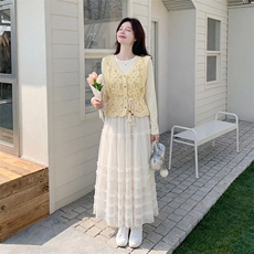 蕾丝镂空钩花马甲+小衫+雪纺半身裙三件套送腰带,女装套装/套裙,采品优优, 蕾丝镂空钩花马甲+小衫+雪纺半身裙三件套送腰带,女装套装/套裙,采品优优,