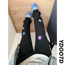 美式高街花朵刺绣水洗牛仔裤男款设计感小众直筒休闲长裤NA437，男装牛仔裤，星座1116A（原606A-3）